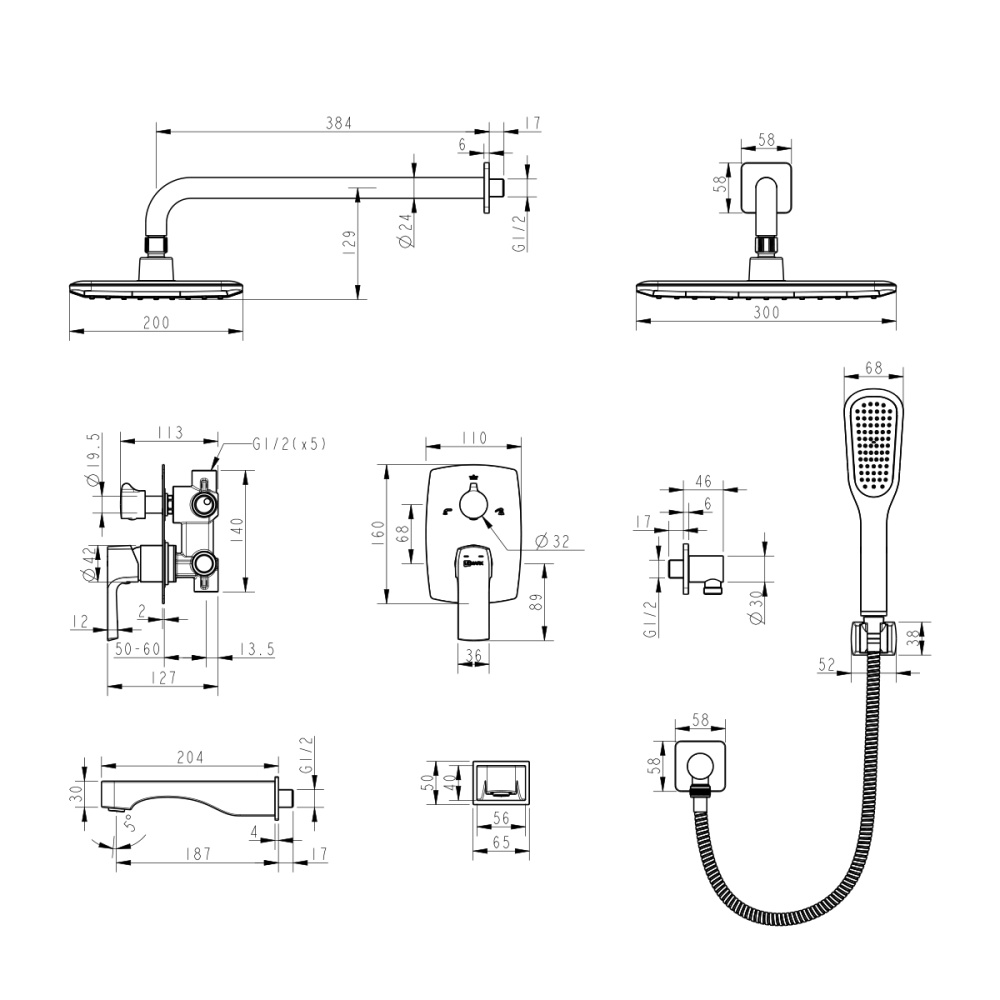 Душевая система Lemark Ursus (LM7222BL) черный