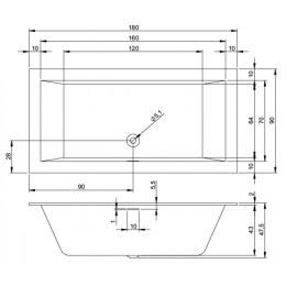 Ванна акриловая 180x90 RIHO RETHING CUBIC B107013005
