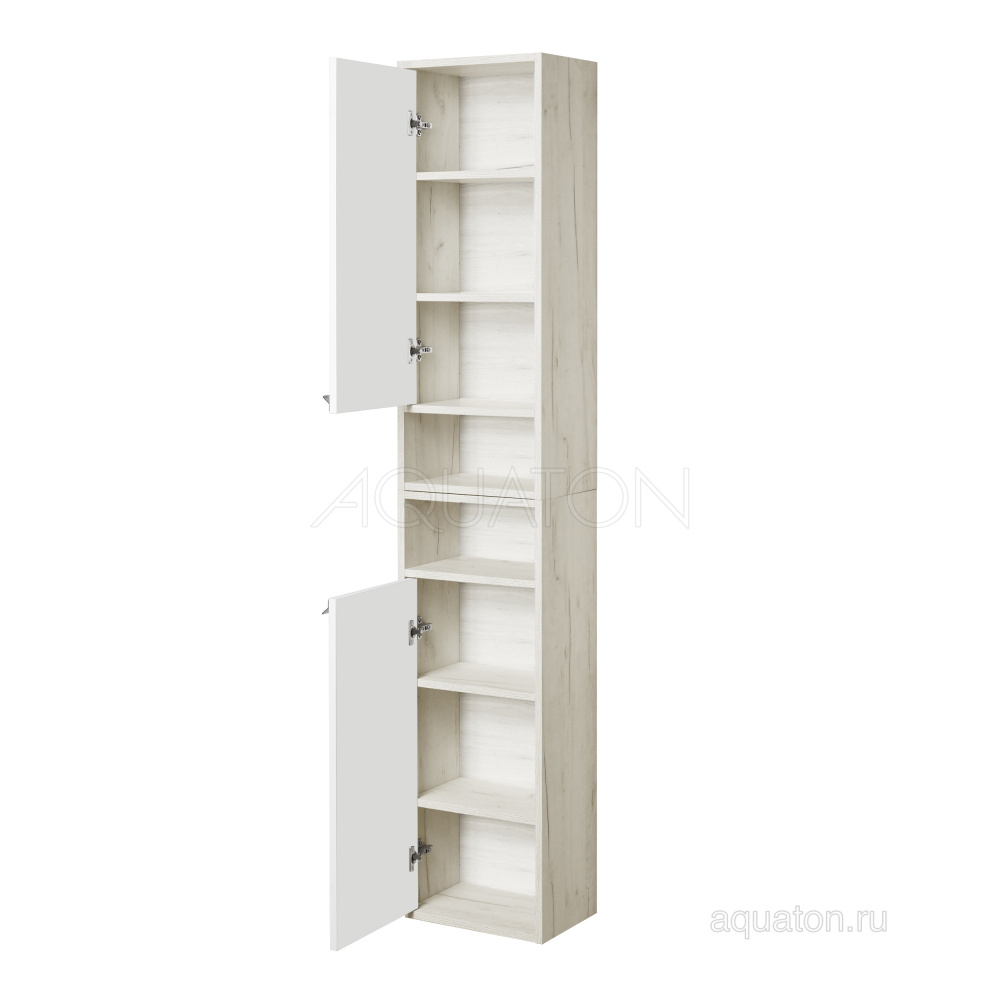 Шкаф - колонна Aquaton Флай 1-створчатый белый, дуб крафт левый 1A237903FAX1L