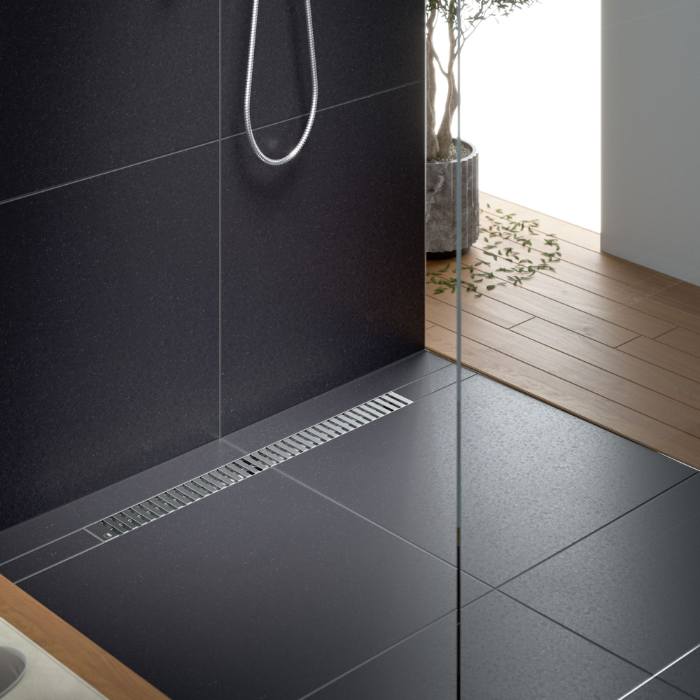 Фото Душевой лоток TIMO Drain System 800 DS230108/01 с вставкой "lines", Сатин