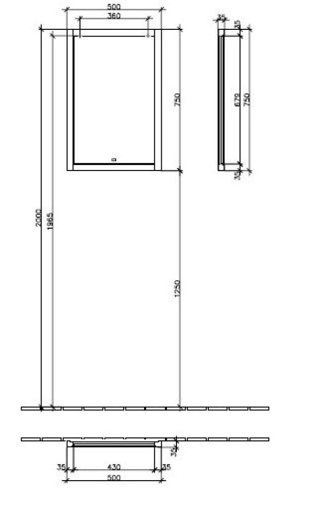 Зеркало A2340000 VILLEROY&BOCH BELLEVUE, 500 x 750 x 35 мм
