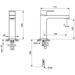 Смеситель для раковины Ideal Standard EDGE A7108AA
