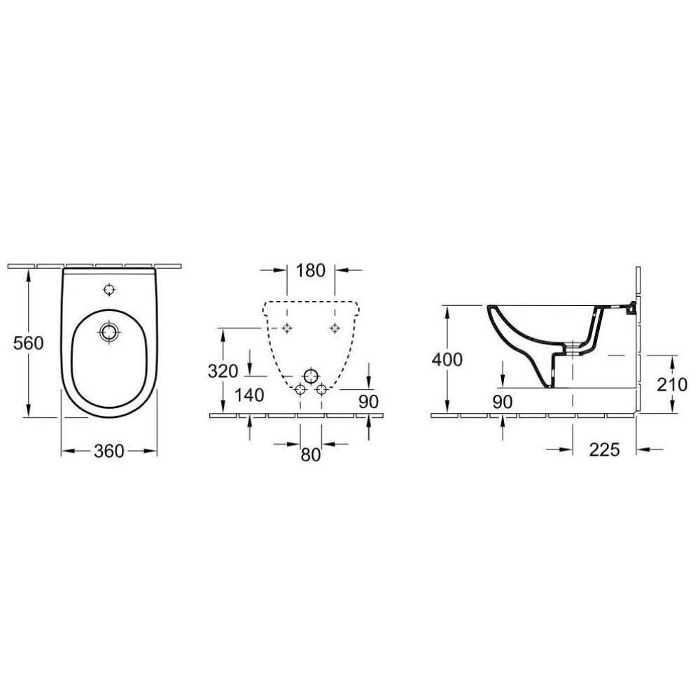 Villeroy & Boch O.Novo 546000R1 Биде подвесное на 1 отверстие, альпийский белый, CeramicPlus