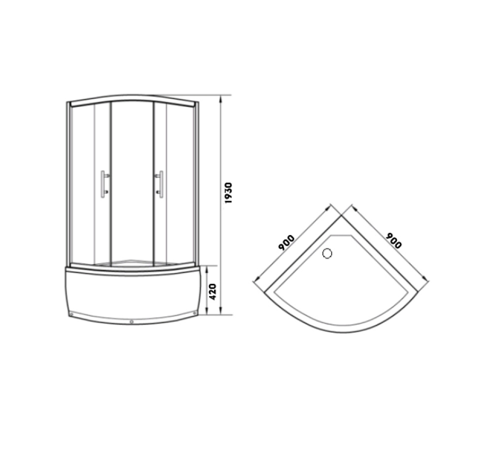 Уголок душевой Parly Z9011 с поддоном