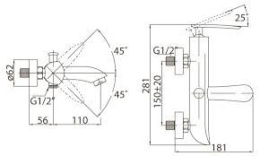 Фото Смеситель для ванны и душа BelBagno Volturno VOL-VASM-CRM