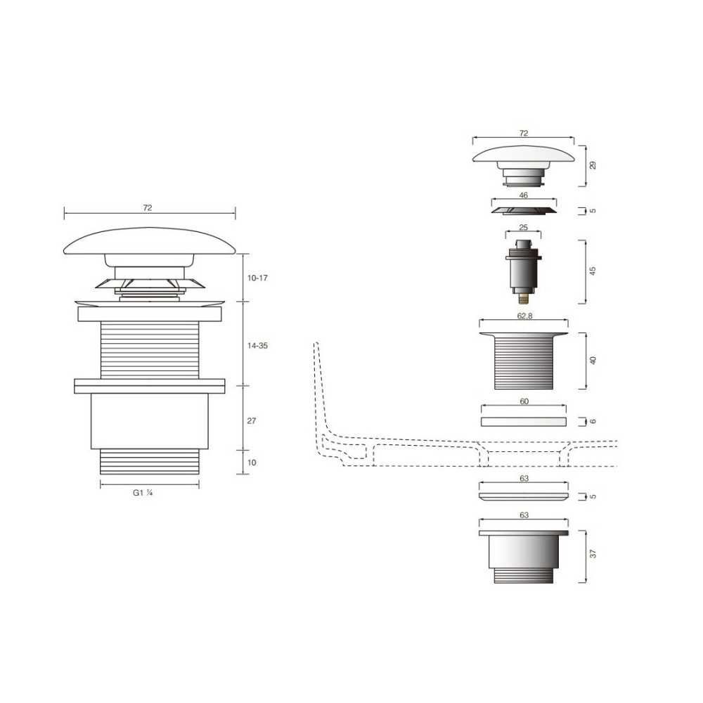 Донный клапан Ceramica Cielo (PIL01 LN)