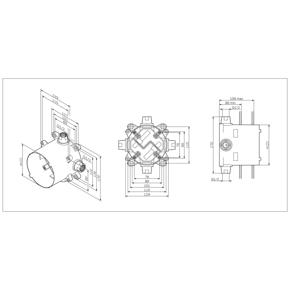Скрытая часть смесителя AM.PM MultiDock F100100 G 1/2