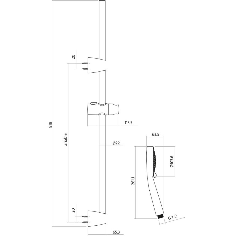 Душевой гарнитур Cersanit Neno (63068) хром