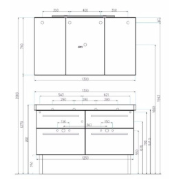 Тумба под раковину Villeroy & Boch 2Day2 125 см (A97900E4)