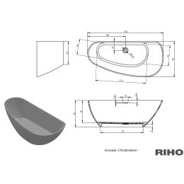 Асимметричная ванна из искусственного камня Riho Granada 170x80 белая BS1800500000000