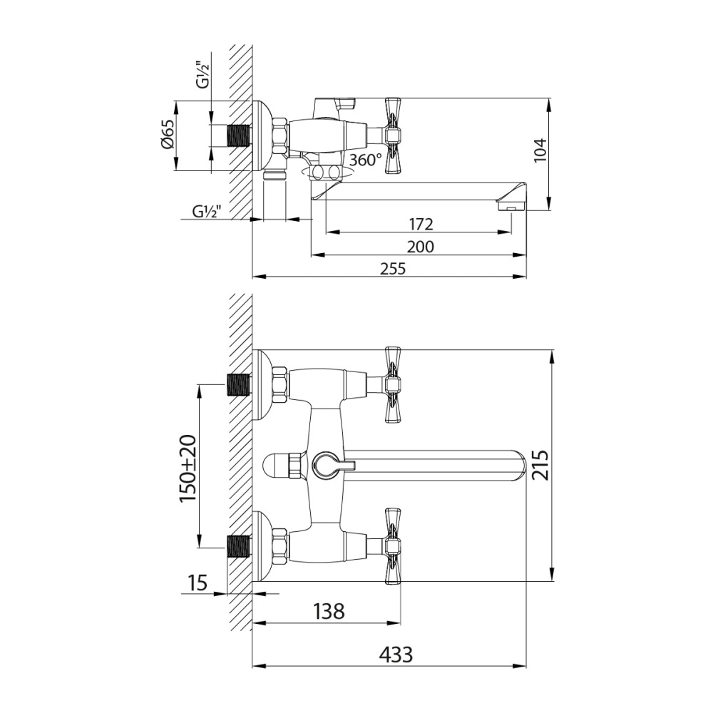 Смесители для ванной Смеситель для ванны Lemark Benefit (LM2513C) хром