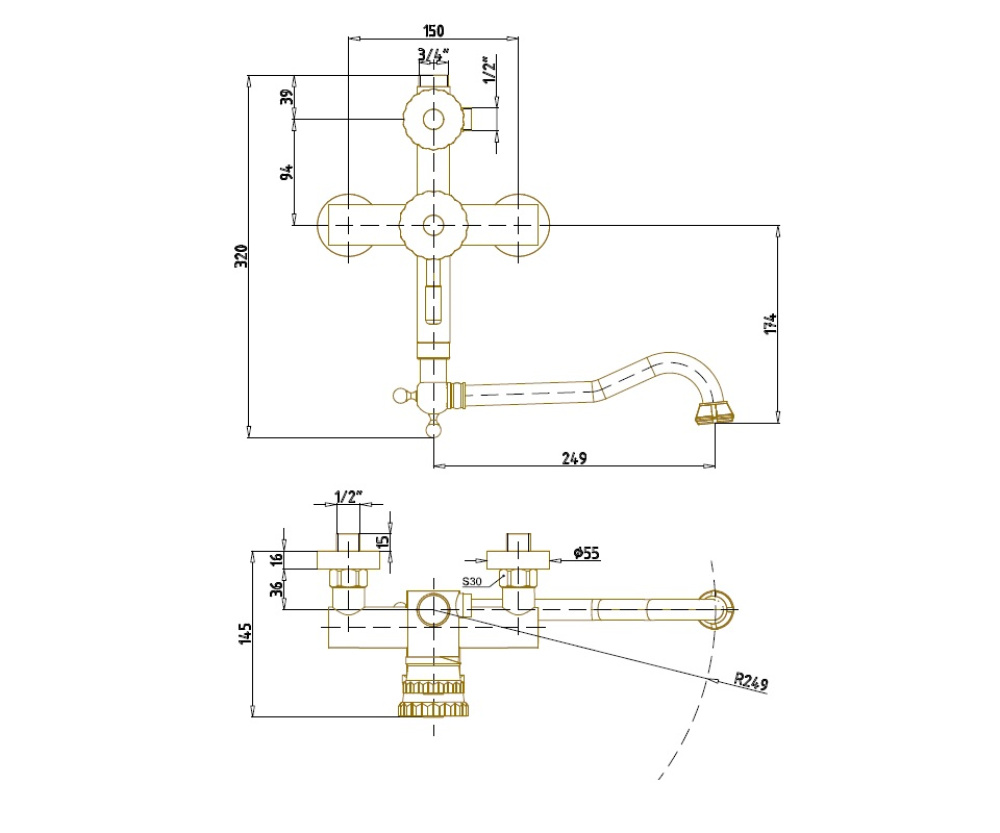 Фото Комплект для ванны и душа Bronze de Luxe Windsor (10120DF/1) бронза