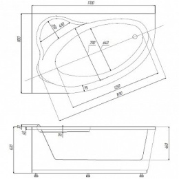 Акриловая ванна 170x110 Aquatek (FID170-0000005), асимметричная