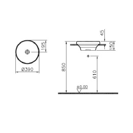 Раковина накладная 39 см Vitra Frame (5651B403-0016) белый