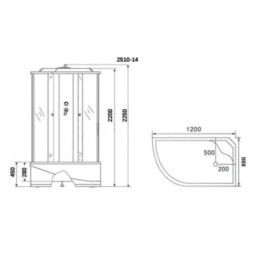 Душевая кабина 120x80x215 Niagara (NG-2510-14R) ABS-пластик, Поддон высокий