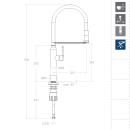 Фото Смеситель для кухни RamonSoler KITCHEN MAGNET 386801MA Хром
