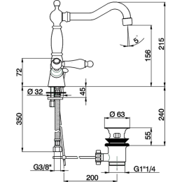 Смеситель для раковины Cisal Arcana Toscana TS00052124, золото