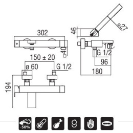 NOBILI Mia MI102110IX Смеситель для ванны (мат.нерж.сталь)