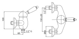 Фото Смеситель Cezares VINTAGE-DM-01-Sw для душа, хром, ручка Swarovski