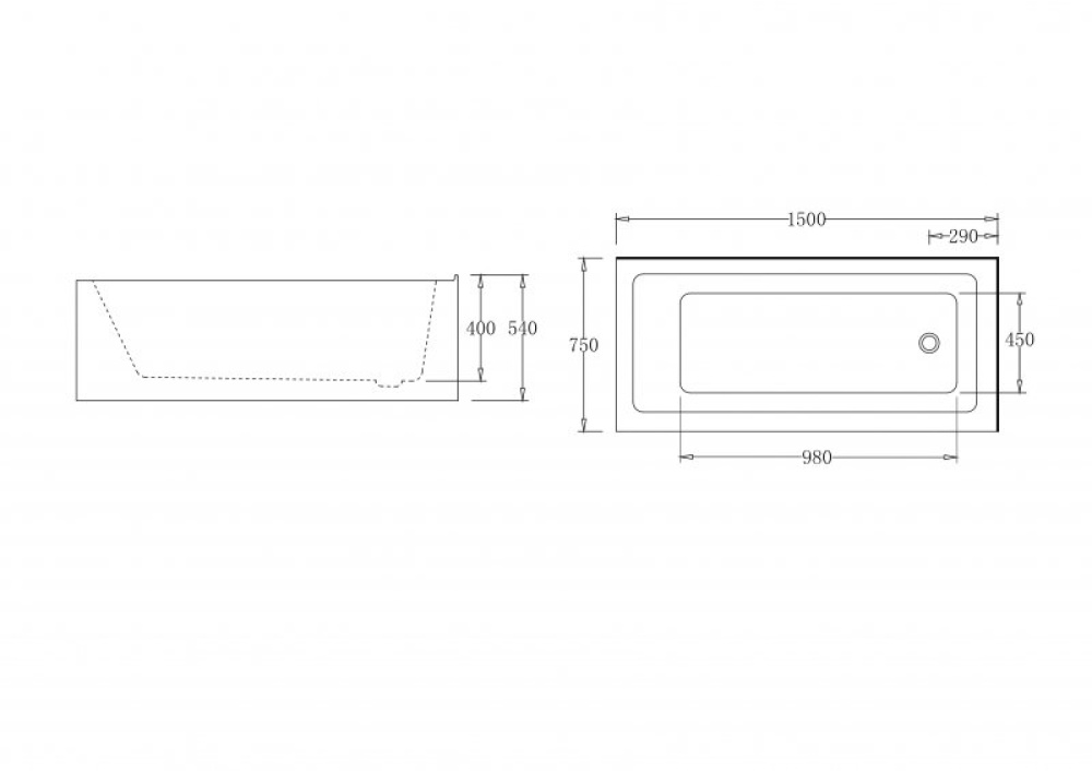 Акриловая ванна 150x75 BelBagno (BB82-1500-L), округлая