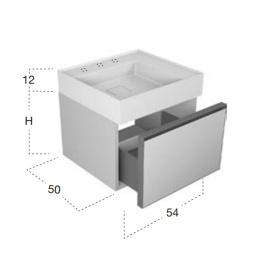 Фото Antonio Lupi Atelier GRFATI154 R3+ATF13750 B/g + titanio Тумба под раковину GRAFFIO54 54х50хh37,5см,