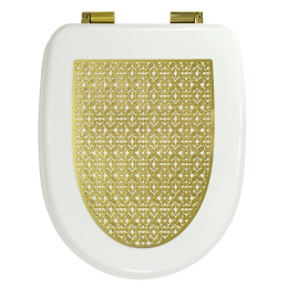 Фото Migliore Gianeta 27920 Крышка/сиденье унитазa, белый с метал. декором "решетка"/золото