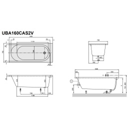Акриловая ванна 160x70 Villeroy&Boch (UBA160CAS2V-01), прямоугольная