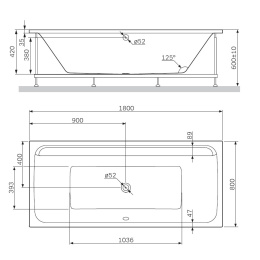 Каркас для ванны 175х75 Am.Pm Inspire 2.0 (W52A-180-080W-R) серый