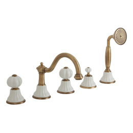 Фото Migliore Olivia 18997 Смеситель на борт ванны, на 5 отв, бел./бронза