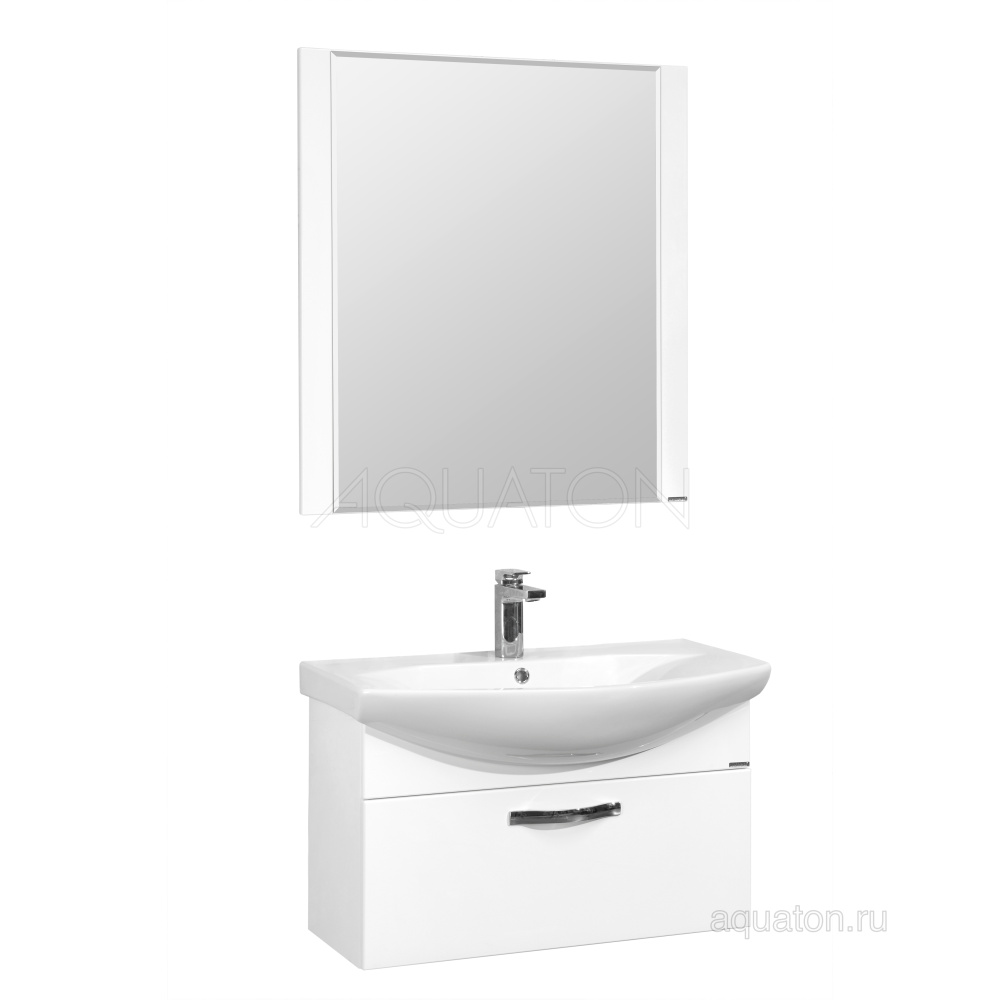 Фото Тумба под раковину Aquaton Ария 80 подвесная белый 1A141701AA010
