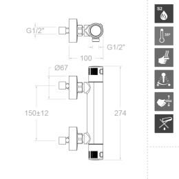 Фото Смеситель термостатический для душа RamonSoler TERMOTECH 963401S Хром