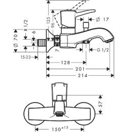 Смеситель для ванны 31340090 Hansgrohe Metropol Classic (хром, золото)