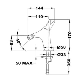 TEKA Sense 916260200  Смеситель для биде, без донного клапана, хром