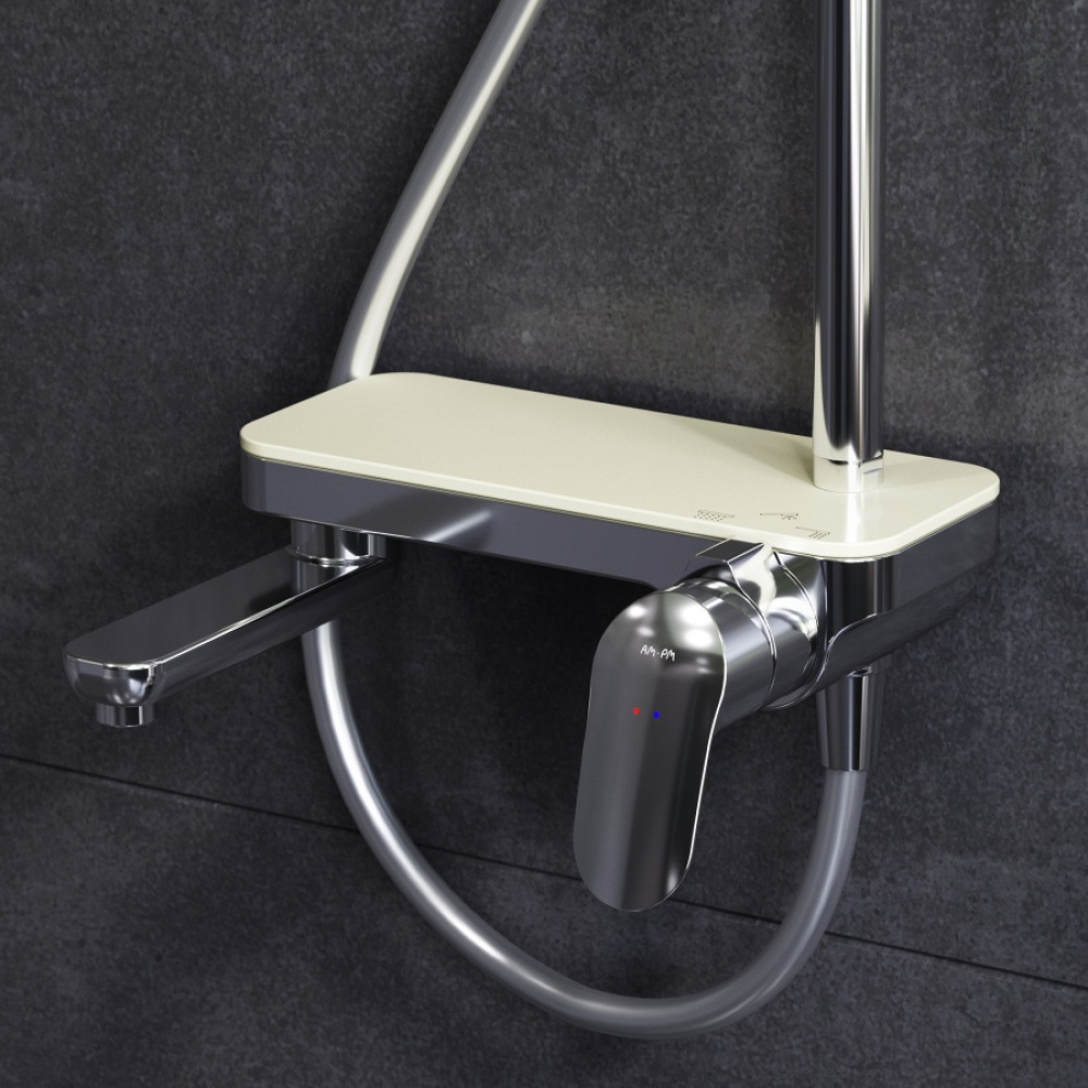 Фото Душевая система AM.PM Like F0780700 стойка с тропическим душем, смесителем, изливом, хром