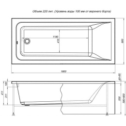 Акриловая ванна 180x80 Aquanet (00232987), прямоугольная