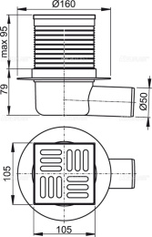 Душевой трап AlcaPlast (APV1) серый