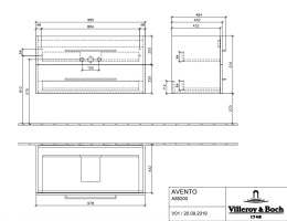 Фото Villeroy Boch Avento A89200B3 Тумба под раковину 980х452 мм (чёрное стекло)