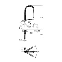 Grohe K7 32950DC0 Смеситель для кухни, профессиональный, выдвижной гибкий излив