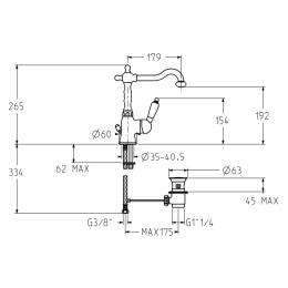 Смеситель для раковины высокий 2741/27C0cr Orta GATTONI