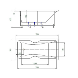Акриловая ванна 150x75 Aquatek (FEN150-0000029), прямоугольная