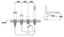 Смеситель для ванны BelBagno Carin CAR-VIM4-CRM