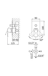 Смеситель для душа Cezares Porta PORTA-VDIM-NOP, черный матовый