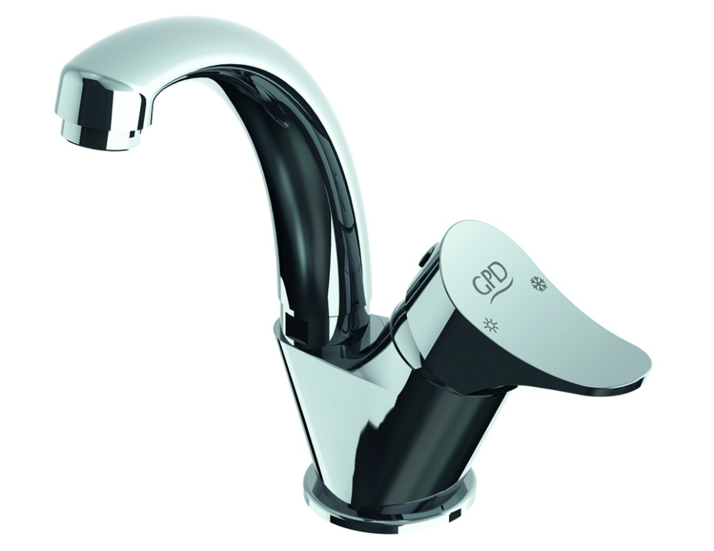 Фото Смеситель GPD Florus MTL170, для раковины, c поворотным изливом, хром