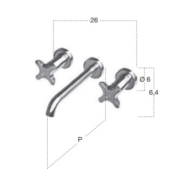 Antonio Lupi Timbro TB230 Смеситель для раковины, на 3 отв., излив: 198 мм, цвет: хром
