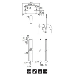 NOBILI Likid LK00010/2CR_AV00151/12CR Напольный смеситель для ванны (хром)