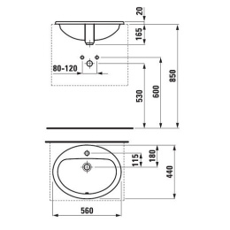 Раковина Laufen Pro 8.1395.1.000.104.1, 56*44 см, врезная сверху
