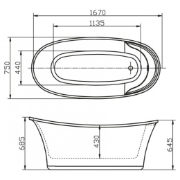 Акриловая ванна 170x75 BelBagno (BB302), круглая