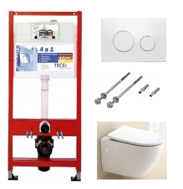 Инсталляция Tece с безободковым унитазом BelBagno Sfera-R BB513CH, сиденье микролифт