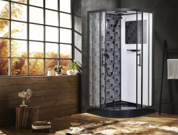 Душевая кабина 100x100x210 Esbano (ESKBB100CR) черный, Поддон низкий