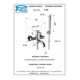 Смеситель для ванной Remer RR X02 NO черный матовый